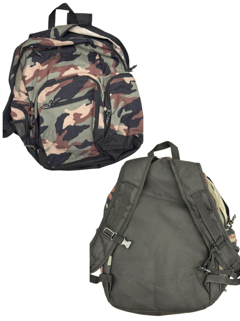 Camo Multi-Pocket Men's Backpack - Green/Brown Camouflage